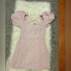 Lilac Puff Sleeve Mini Dress